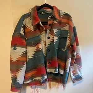 La Miel Aztec Jacket Raw Hem